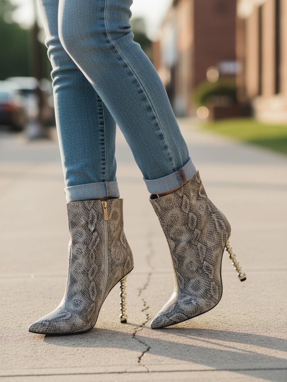 Cape Robbin Shawna Booties Womens 6.5 Grey Snakeskin
Architectural Heel Party - Picture 3 of 15